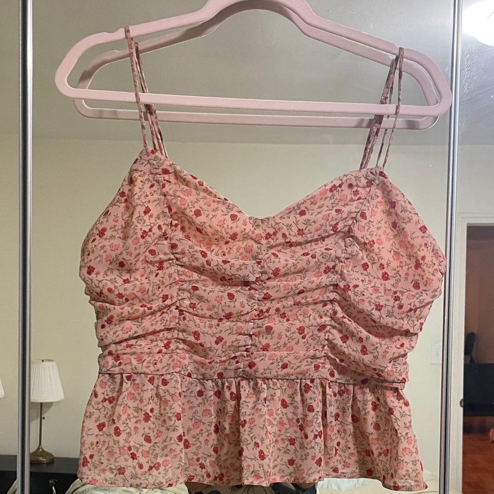 Emory Park Pink Floral Ruched Camisole